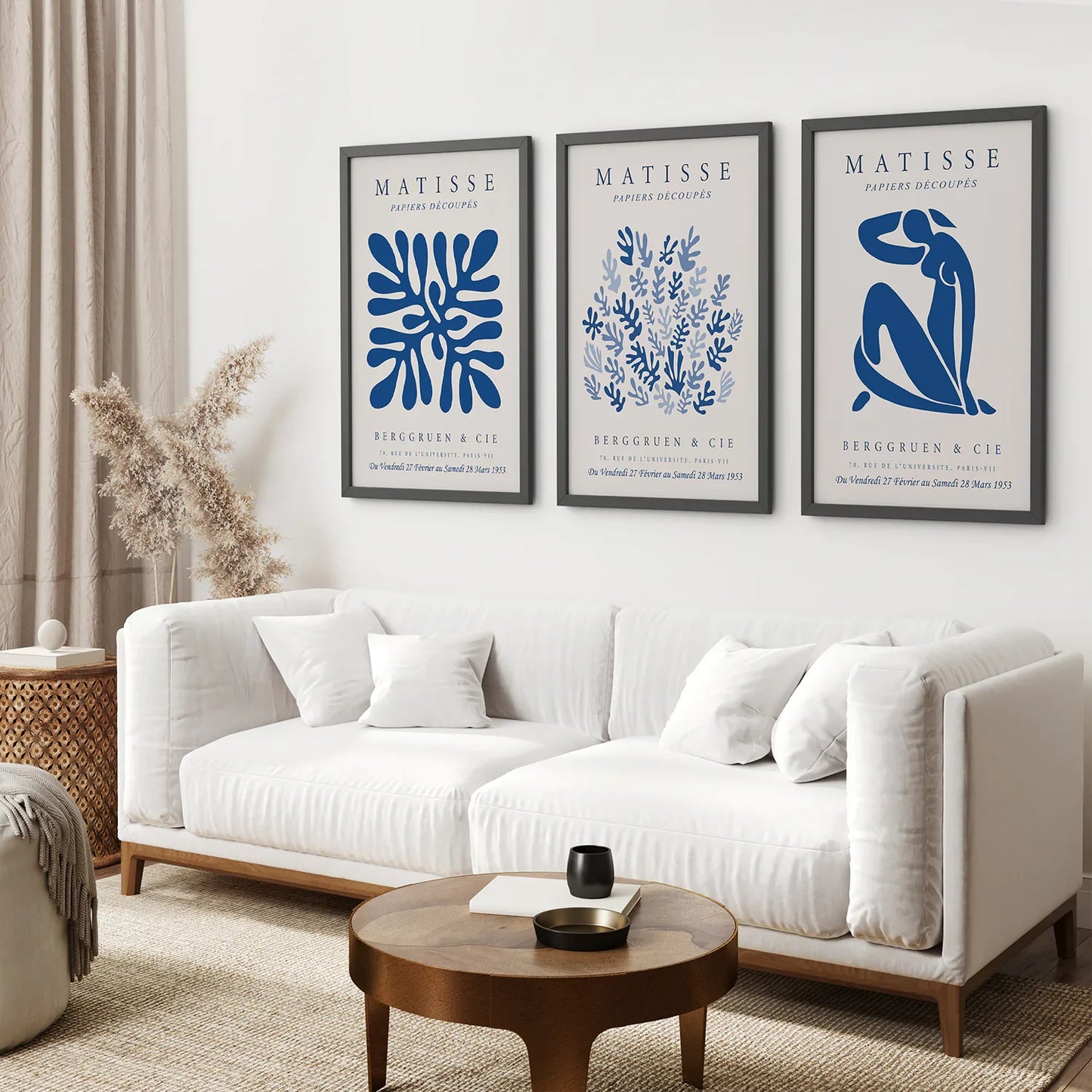 Blue Abstract Museum Wall Art Set of 3 Prints