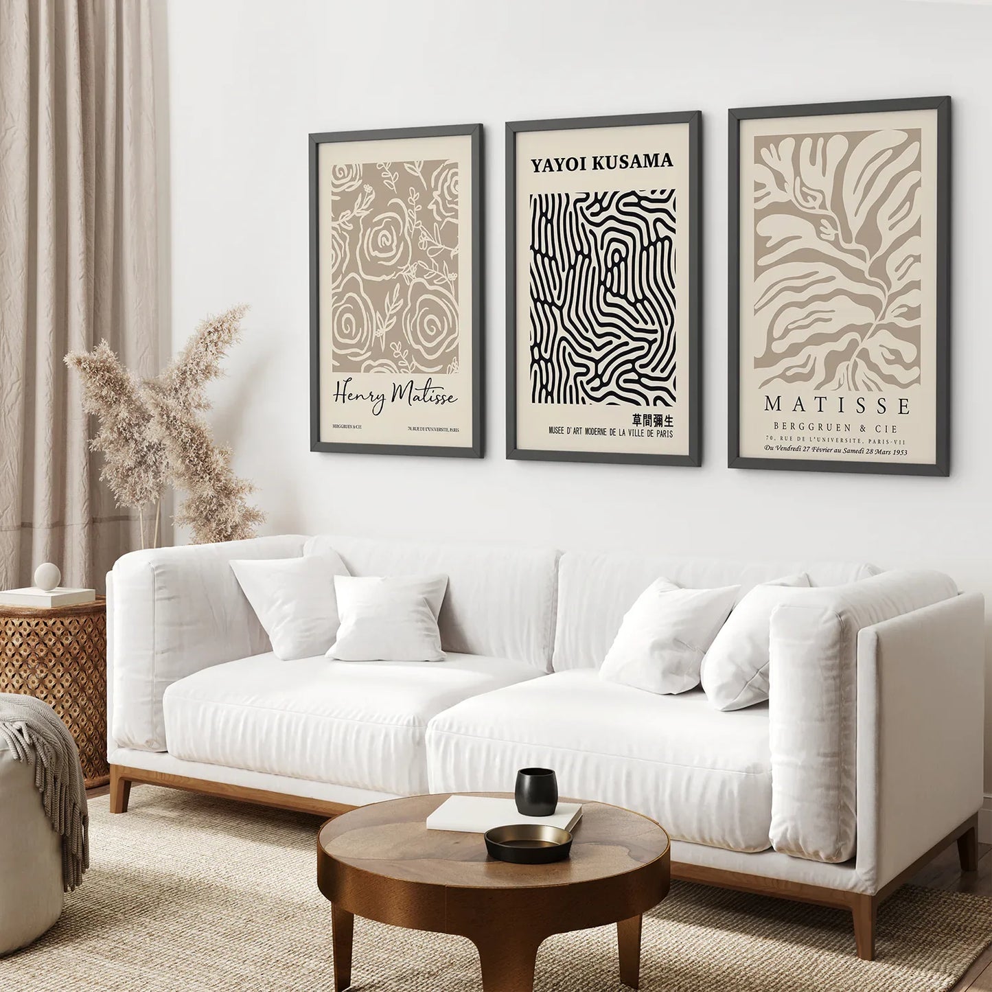 Pastel Beige Abstract Wall Art Set of 3, Modern Prints