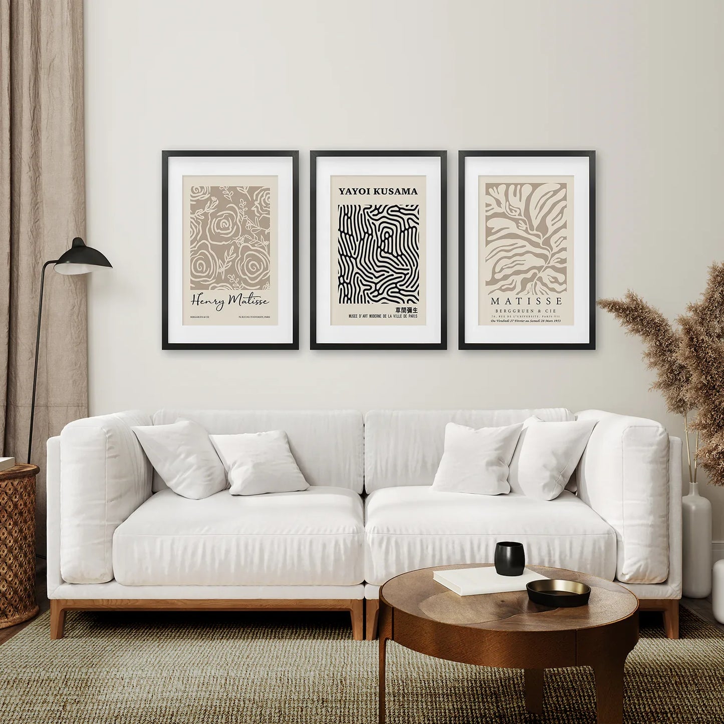 Pastel Beige Abstract Wall Art Set of 3, Modern Prints