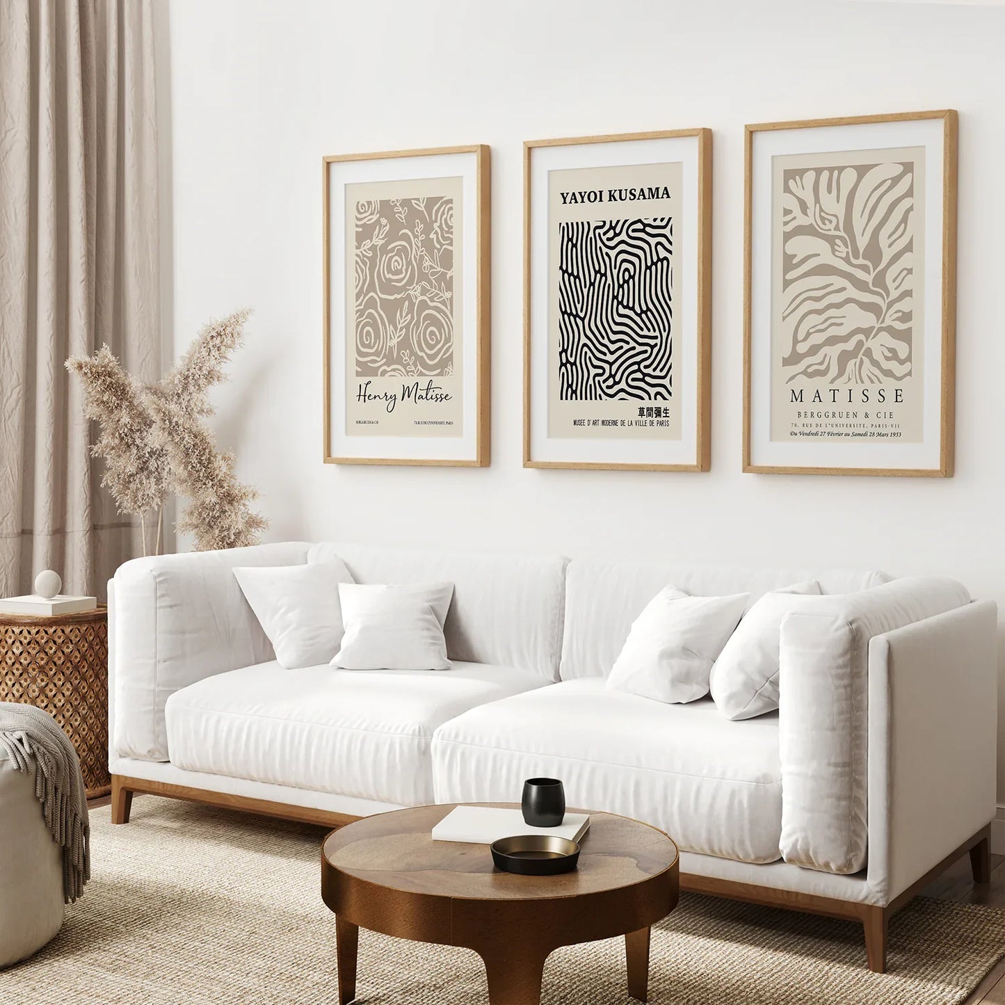 Pastel Beige Abstract Wall Art Set of 3, Modern Prints