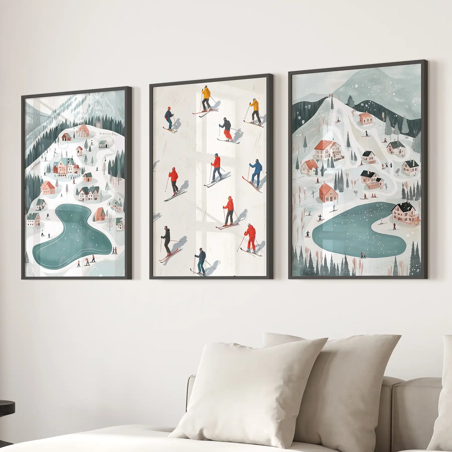 Christmas Village Holiday Wall Art Print Set