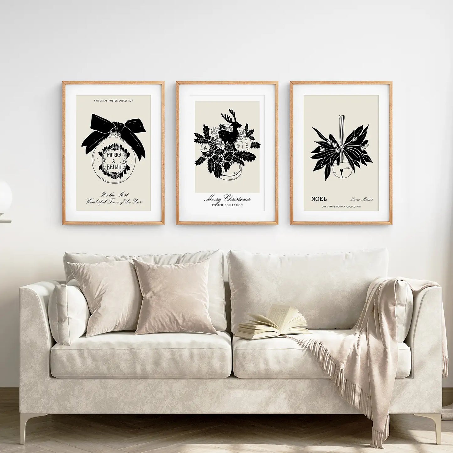 Vintage Rustic Christmas Wall Art Set of 3 Prints