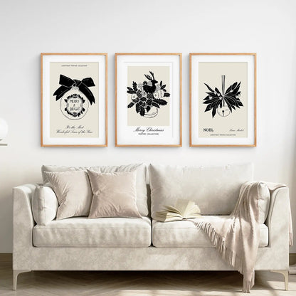 Vintage Rustic Christmas Wall Art Set of 3 Prints