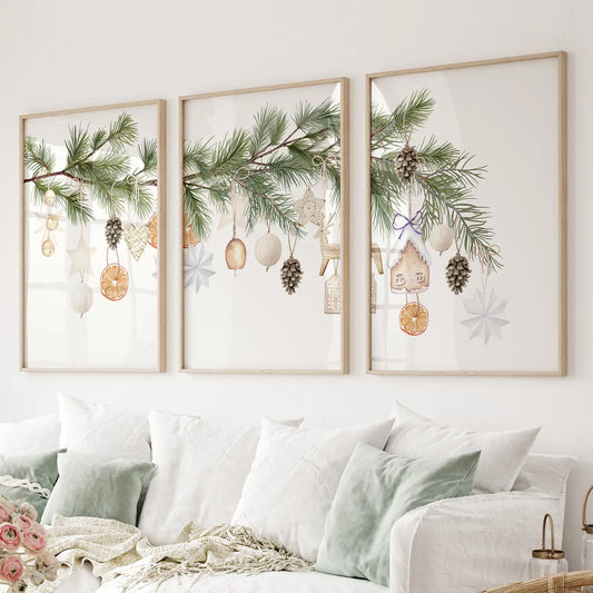 Vintage Christmas Wall Art Print Trendy Winter Decor