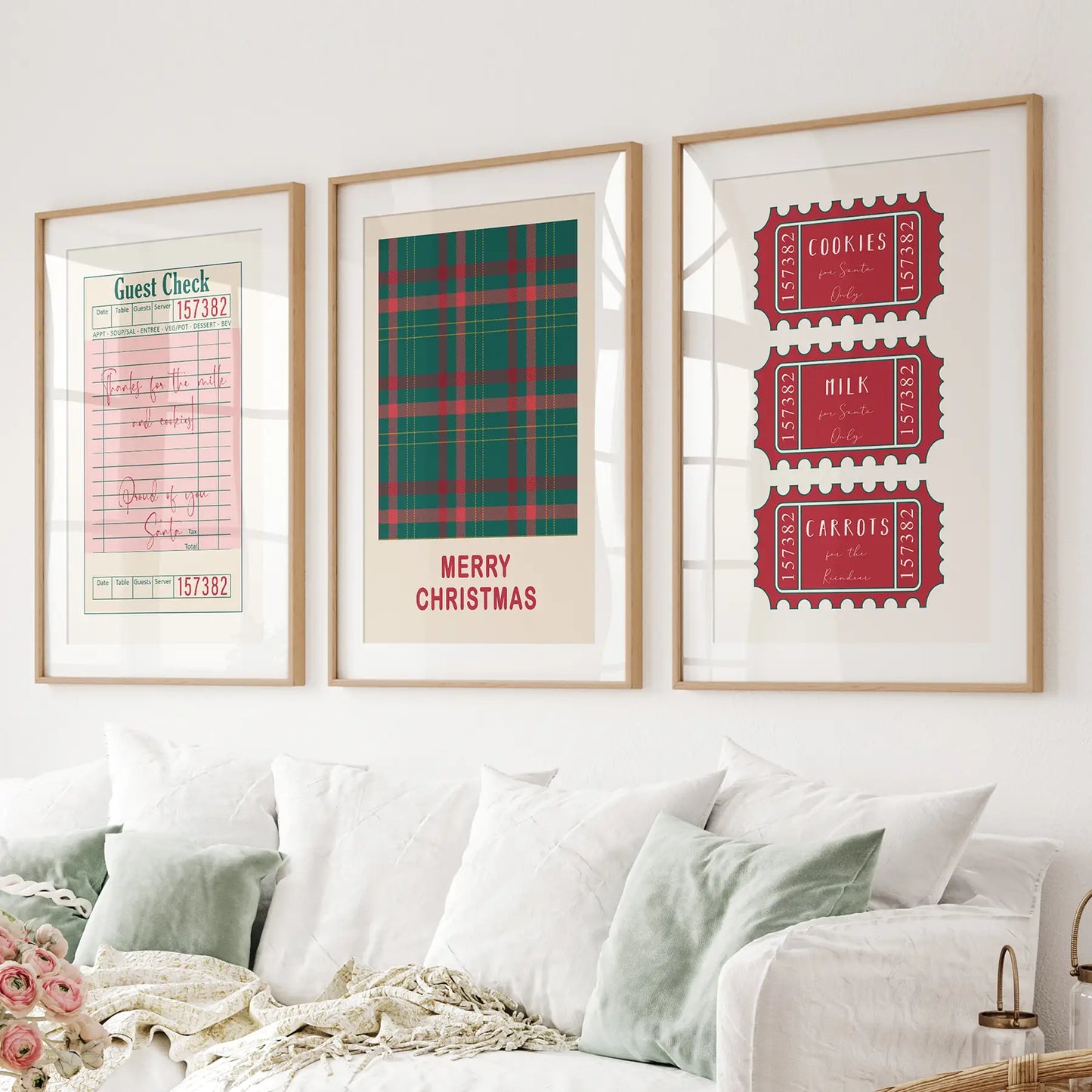 Christmas Guest Check Santa Tickets Wall Art Set