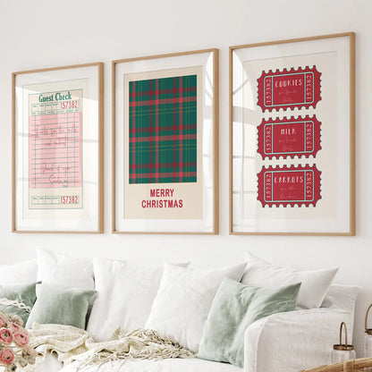 Christmas Guest Check Santa Tickets Wall Art Set