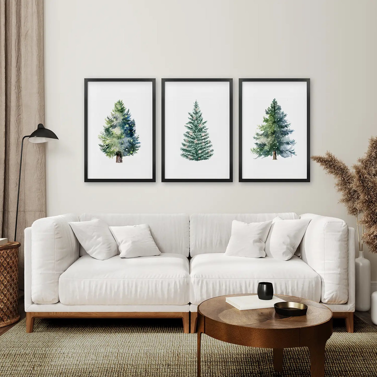 Watercolor Christmas Tree Wall Art Set of 3 Prints