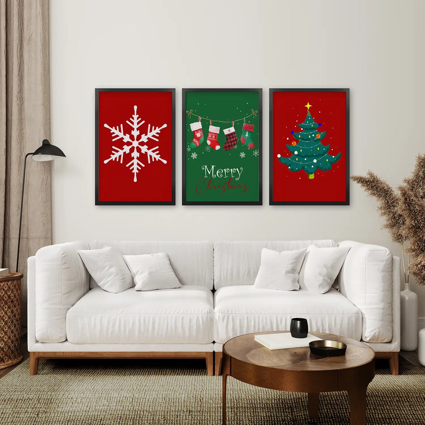 Modern Christmas Nursery Wall Art Set of 3 Prints