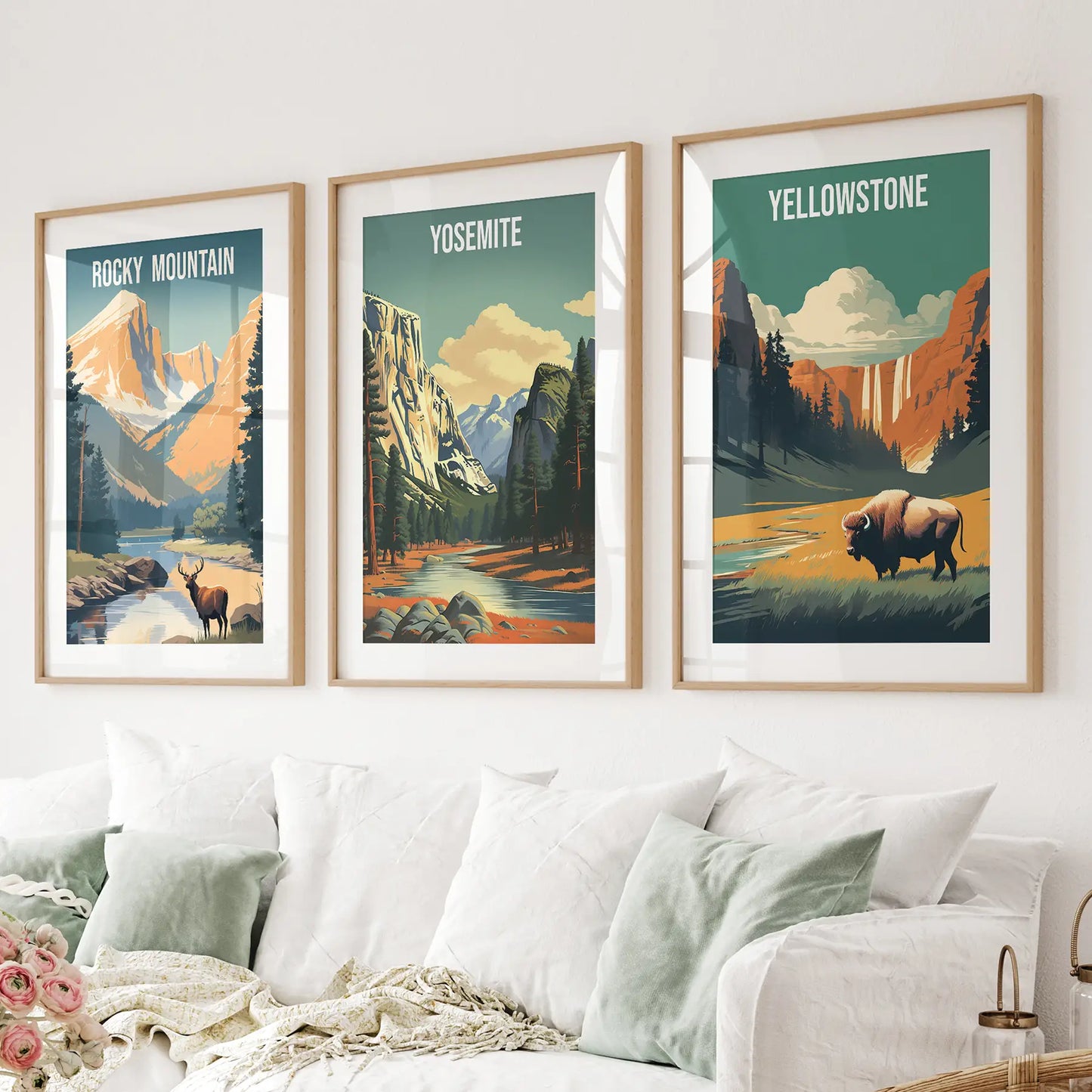 National Park Wall Art Set of 3 Vintage Travel Prints