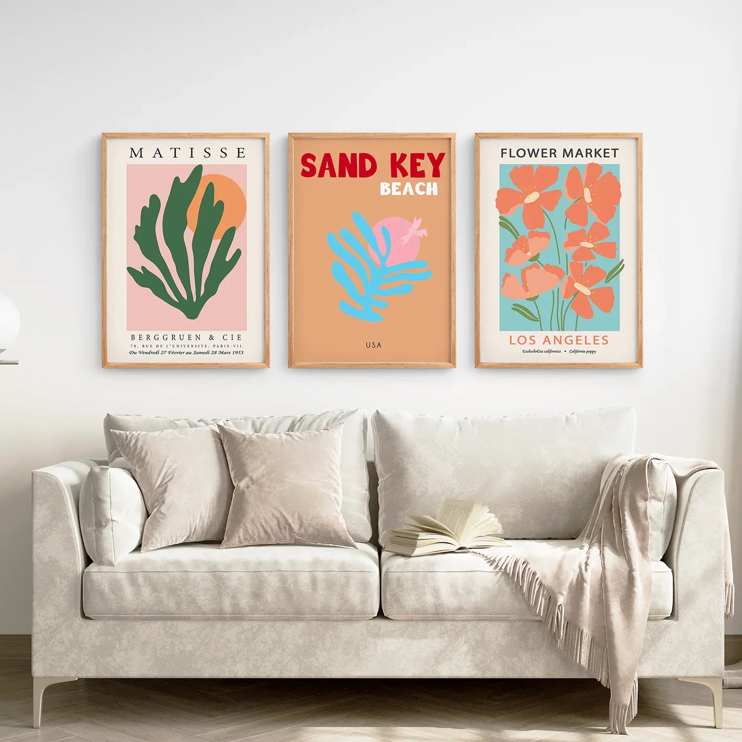 Colorful Abstract Wall Art Set of 3 Matisse-Inspired Prints
