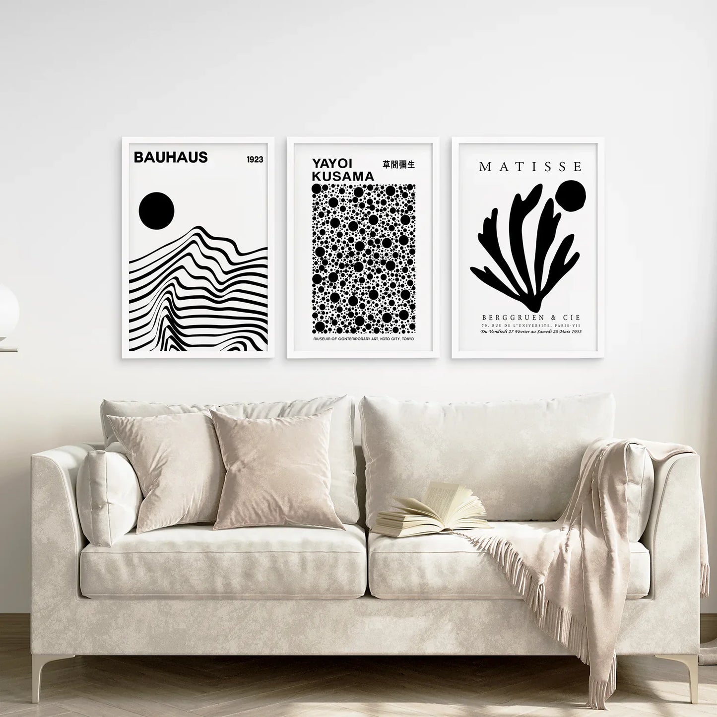 Black and White Minimalist Wall Art Set of 3 Prints