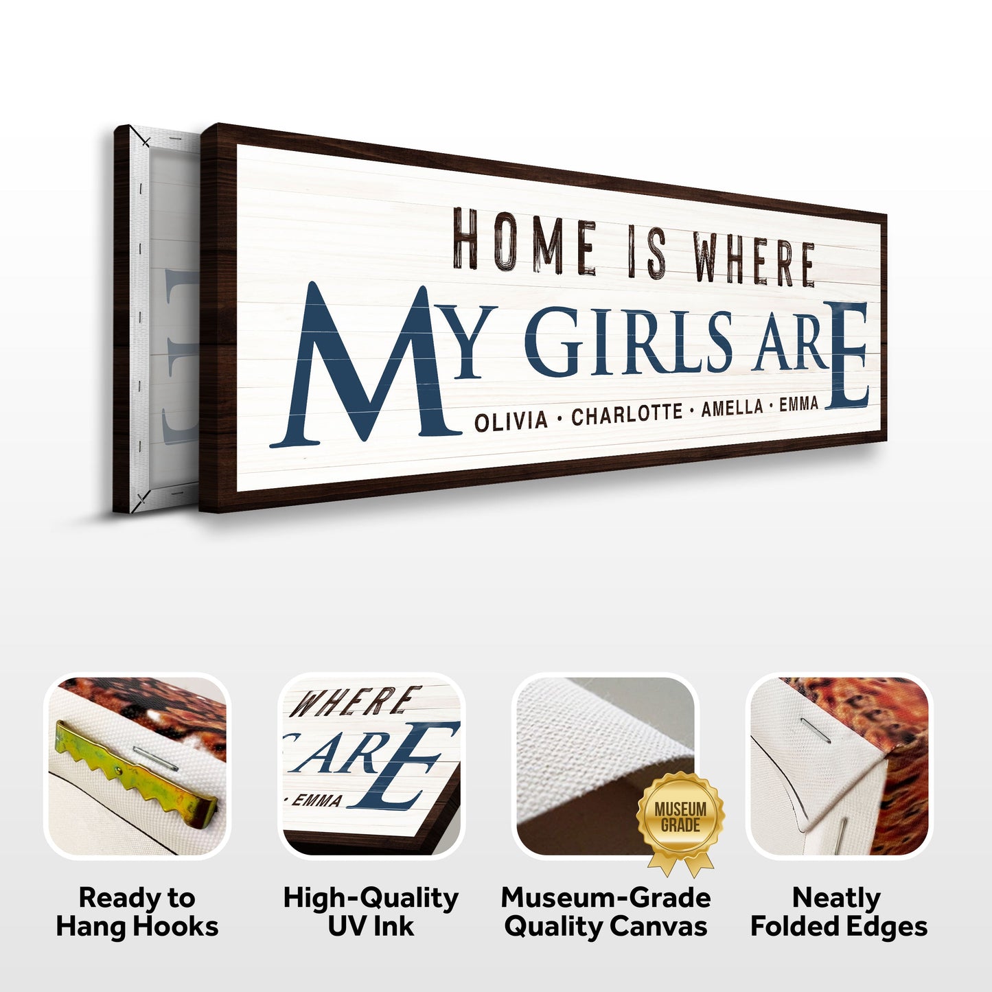 Home Is Where My Girls Are Canvas Wall Art