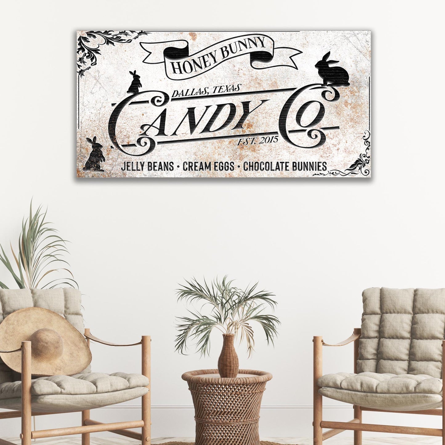Honey Bunny Candy Company Vintage Canvas Wall Art