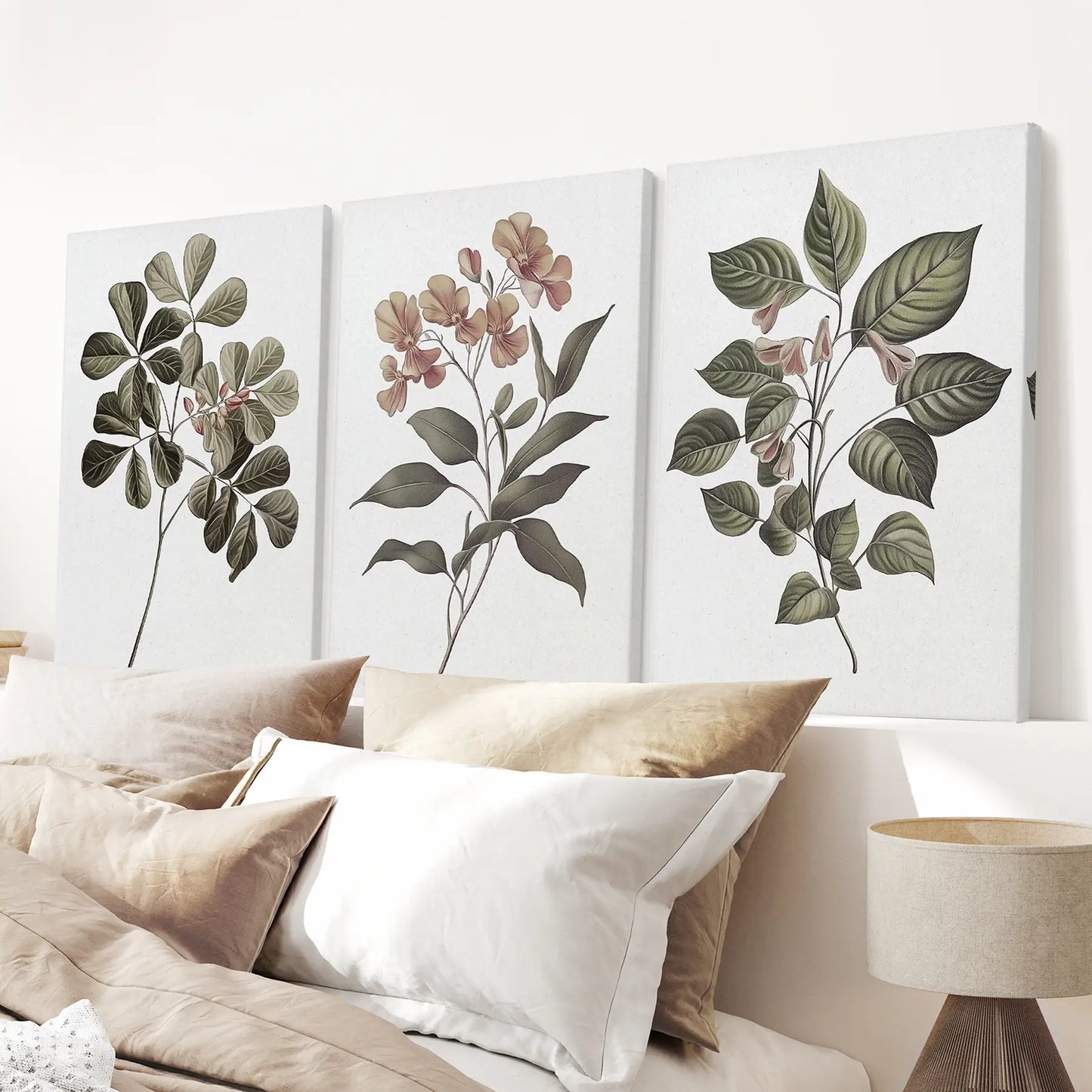 Rustic Botanical Vintage Flowers Wall Art Set