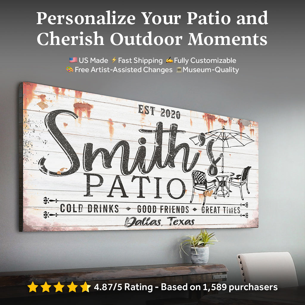 Family Patio Sign Personalized Canvas Wall Art