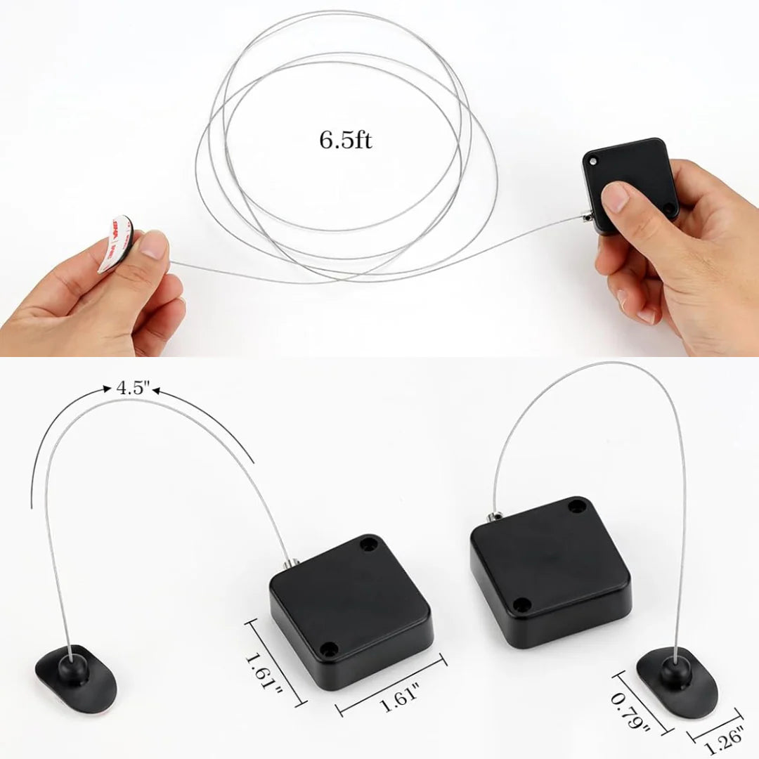 Universal retractable tether for TV and streaming remotes, 6.5-ft reach