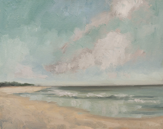 IOP surf fine art print, painterly coastal scene at Isle of Palms, ready to frame