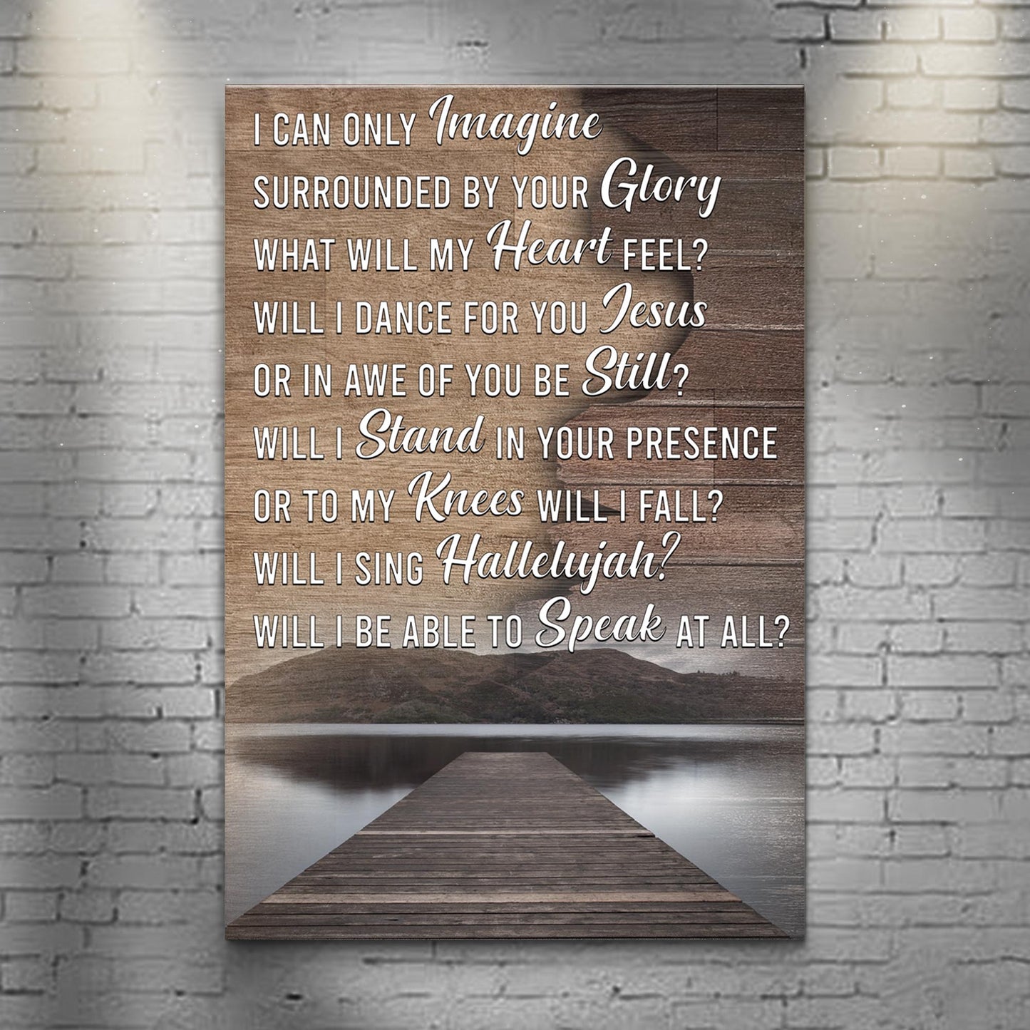 I Can Only Imagine faith rustic word-art canvas sign for a prayer corner