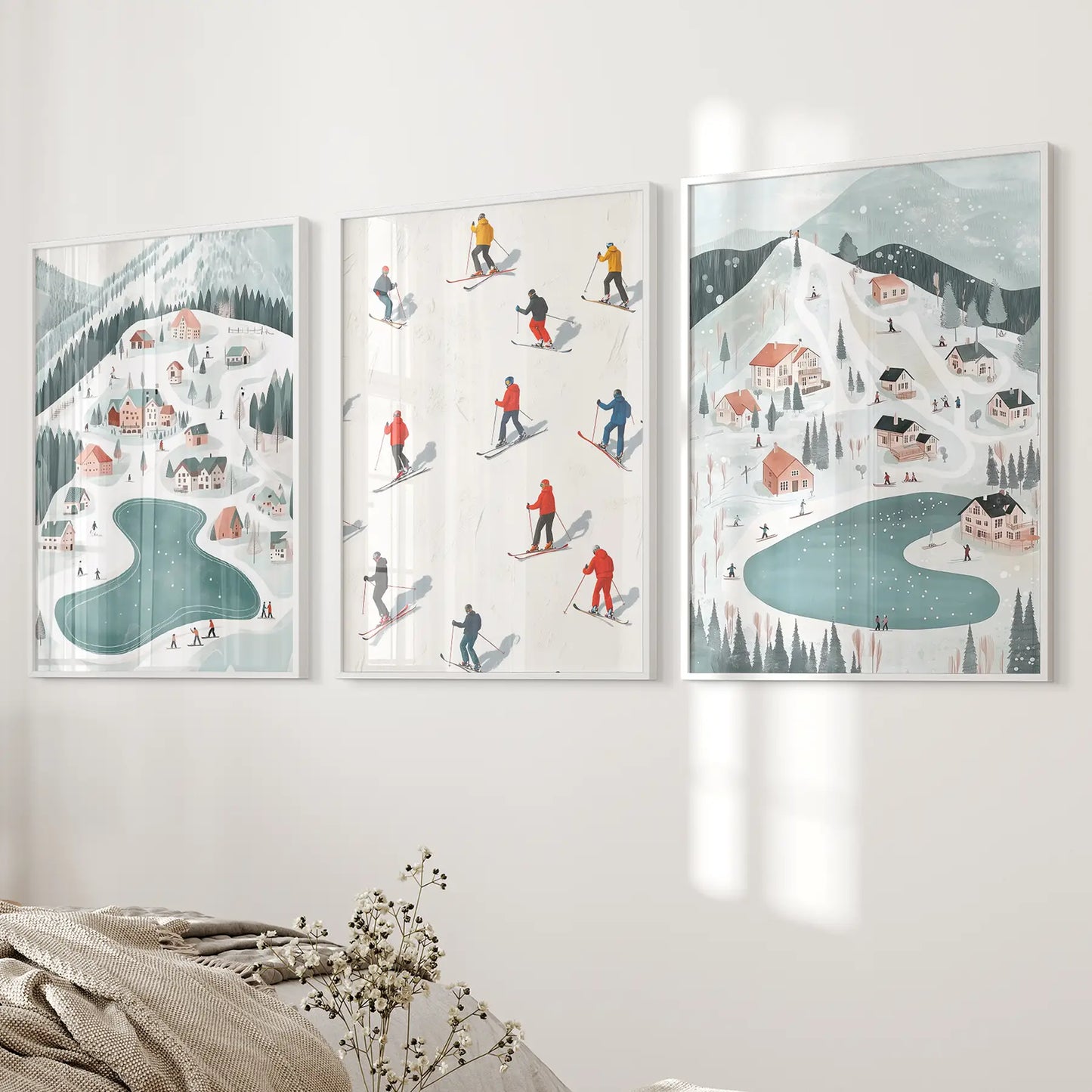Christmas Village Holiday Wall Art Print Set