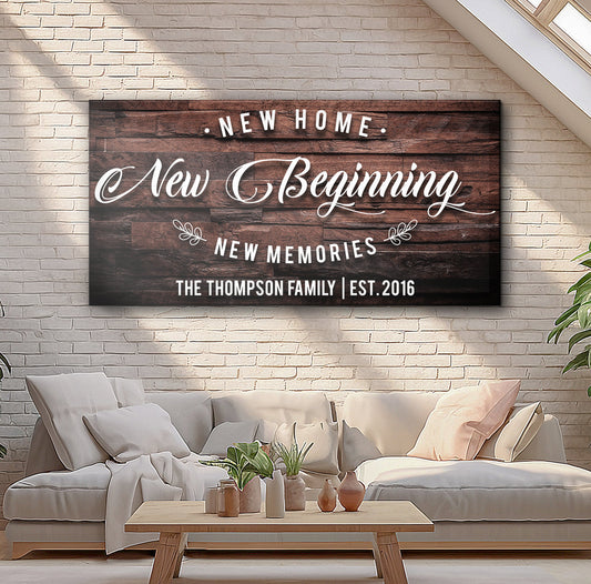 New Home Canvas Wall Art - Housewarming Sign