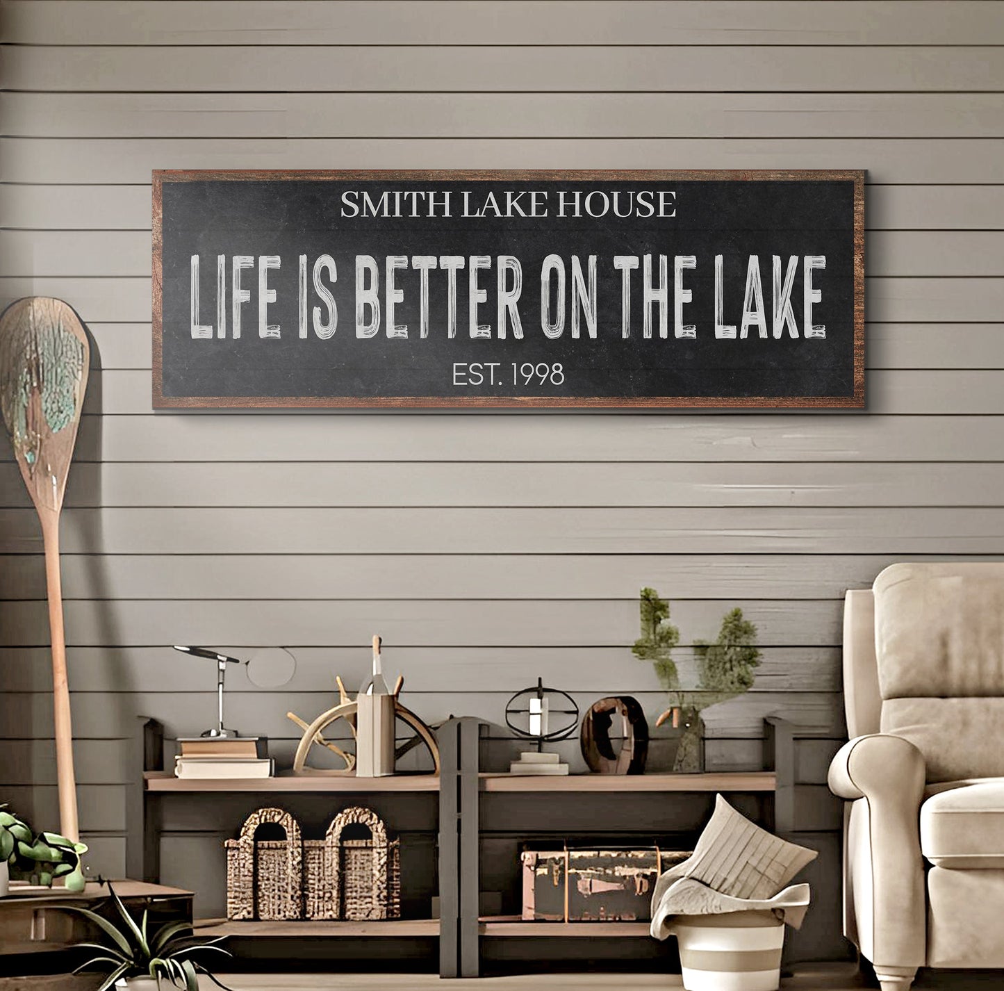 Life Is Better on the Lake Coastal Canvas Sign