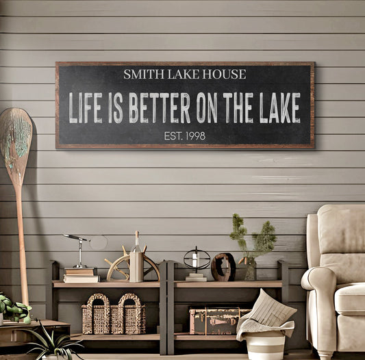Life Is Better on the Lake Coastal Canvas Sign