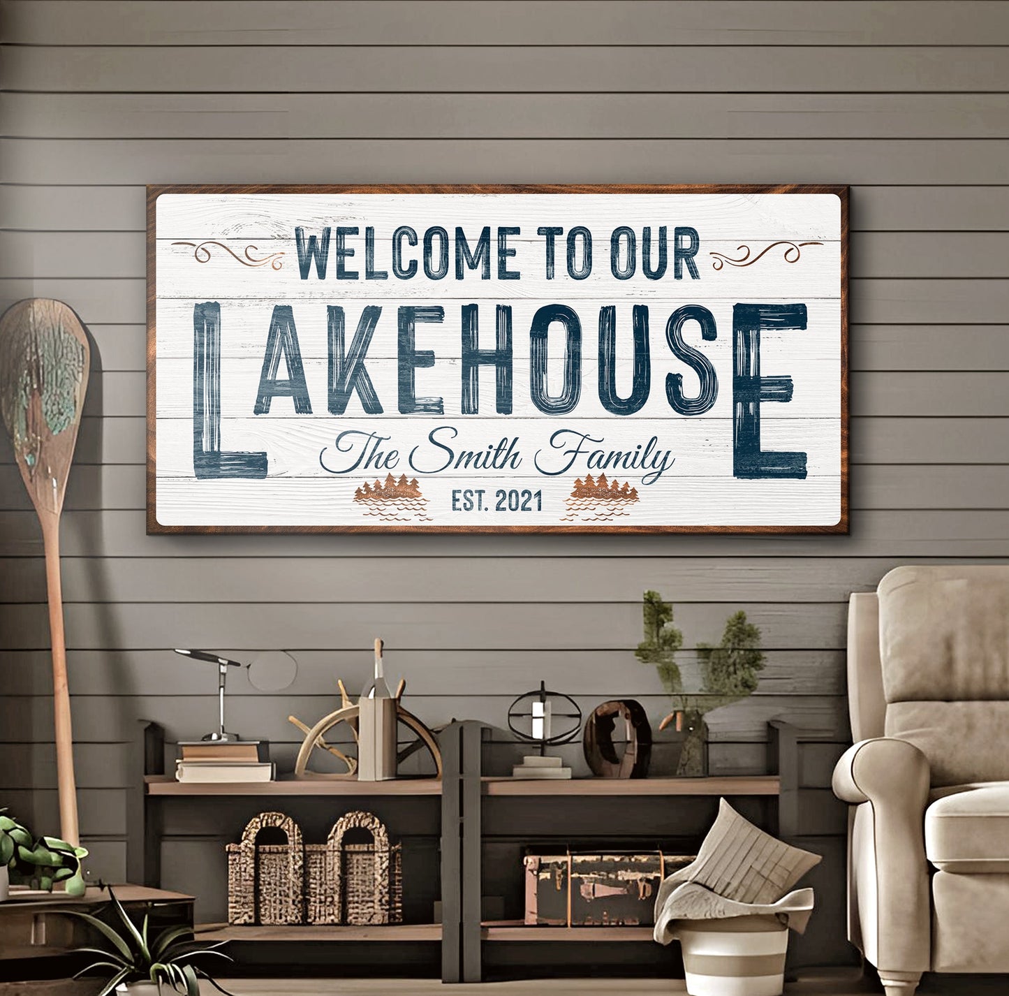 Welcome To Our Lakehouse Canvas Wall Art