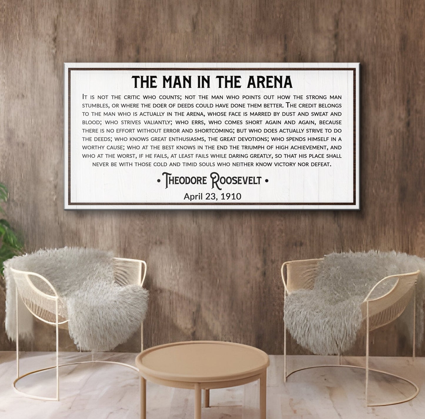 Man in the Arena Quote Canvas Wall Art VIII