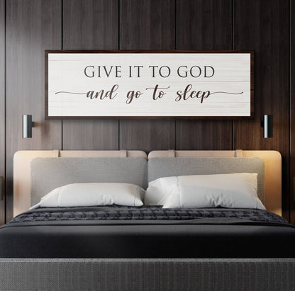 Give It to God White Plank-Look canvas shown in a styled room setting, view 2