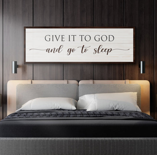 Give It to God White Plank-Look canvas shown in a styled room setting, view 2