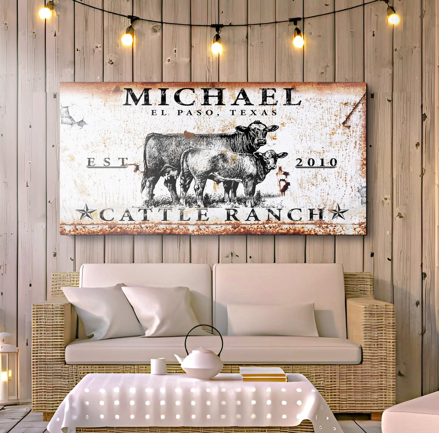 Cattle Ranch Personalized Canvas Sign
