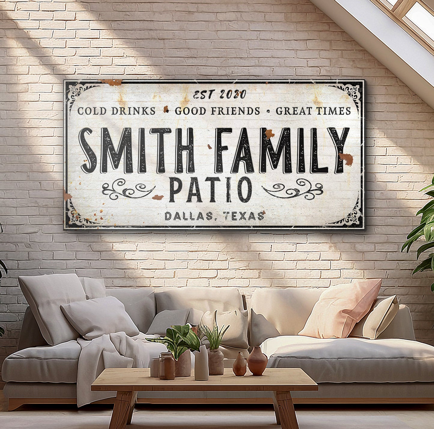 Family Patio Sign Personalized Canvas Wall Art