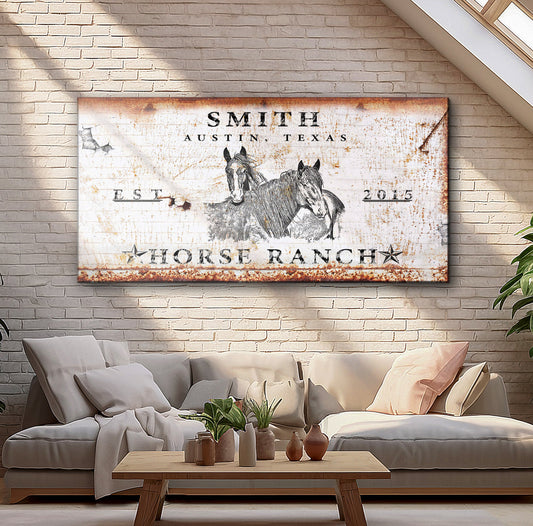 Rustic Horse Ranch Canvas Wall Art