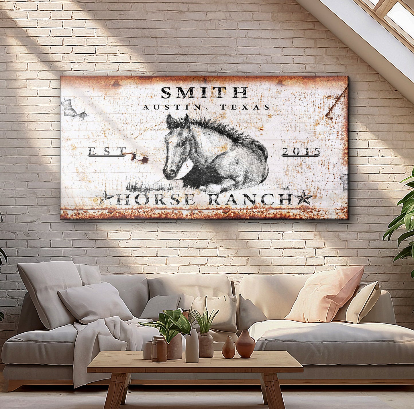 Rustic Horse Ranch Farmhouse Canvas Wall Art