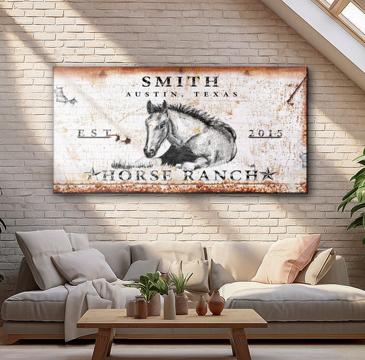 Rustic Horse Ranch Farmhouse Canvas Wall Art