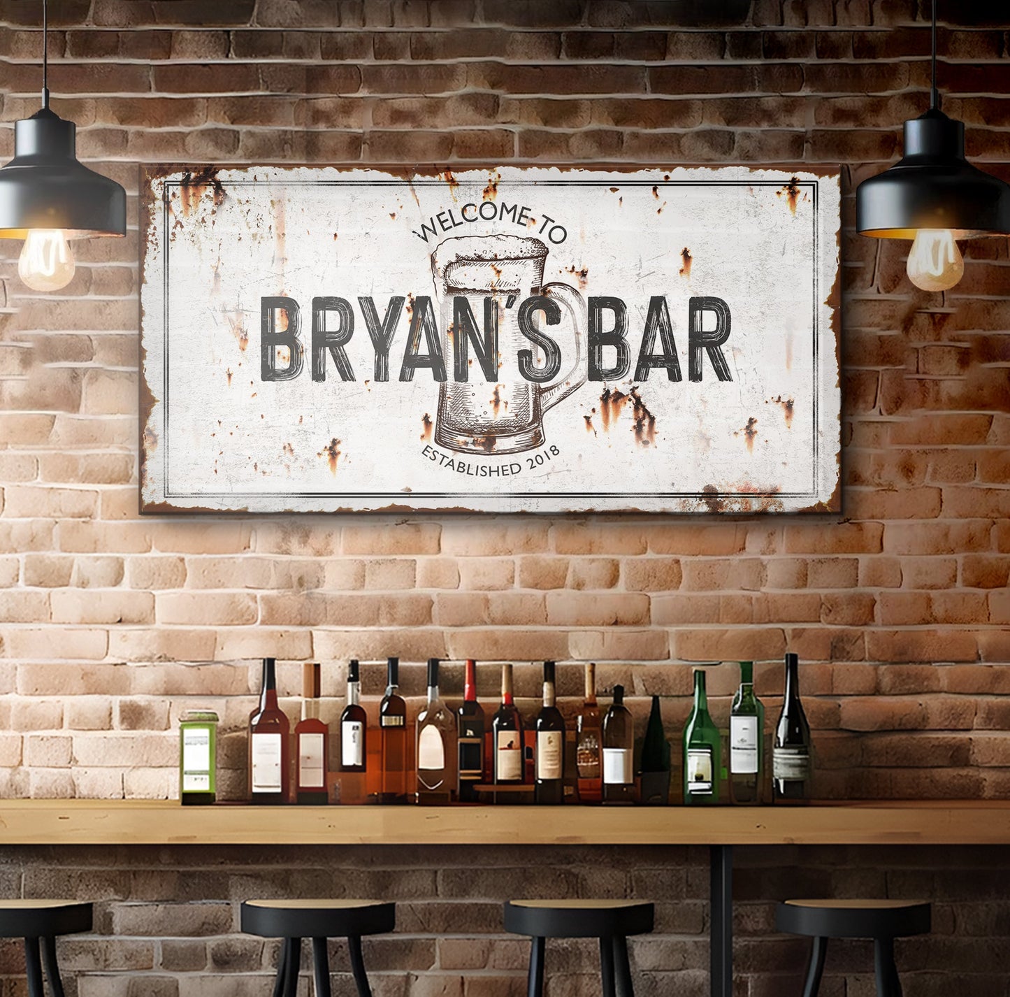 Beer Barrel Bar Canvas Wall Art Sign