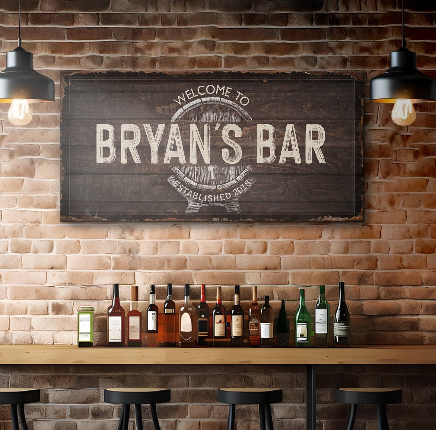 Beer Barrel Bar Canvas Wall Art Sign