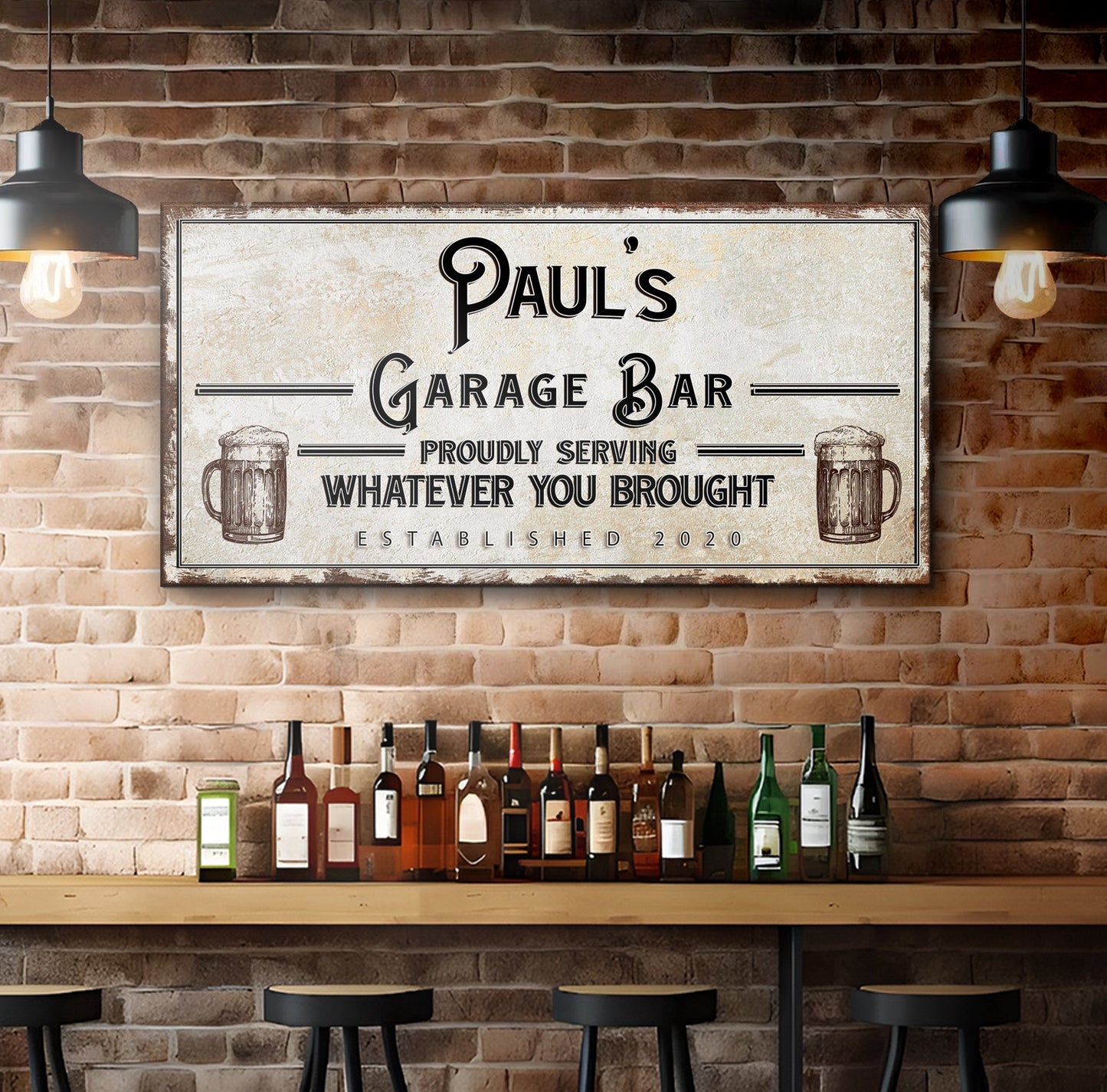 Garage Bar Canvas Wall Art Sign