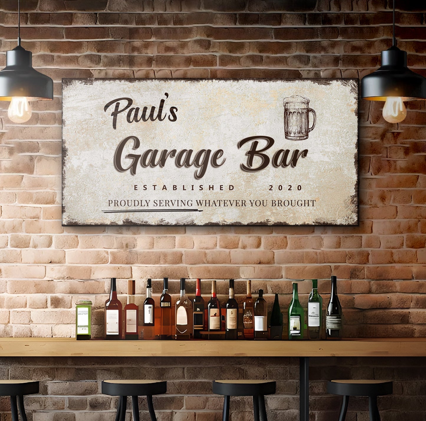 Garage Bar Canvas Wall Art Sign - Style B