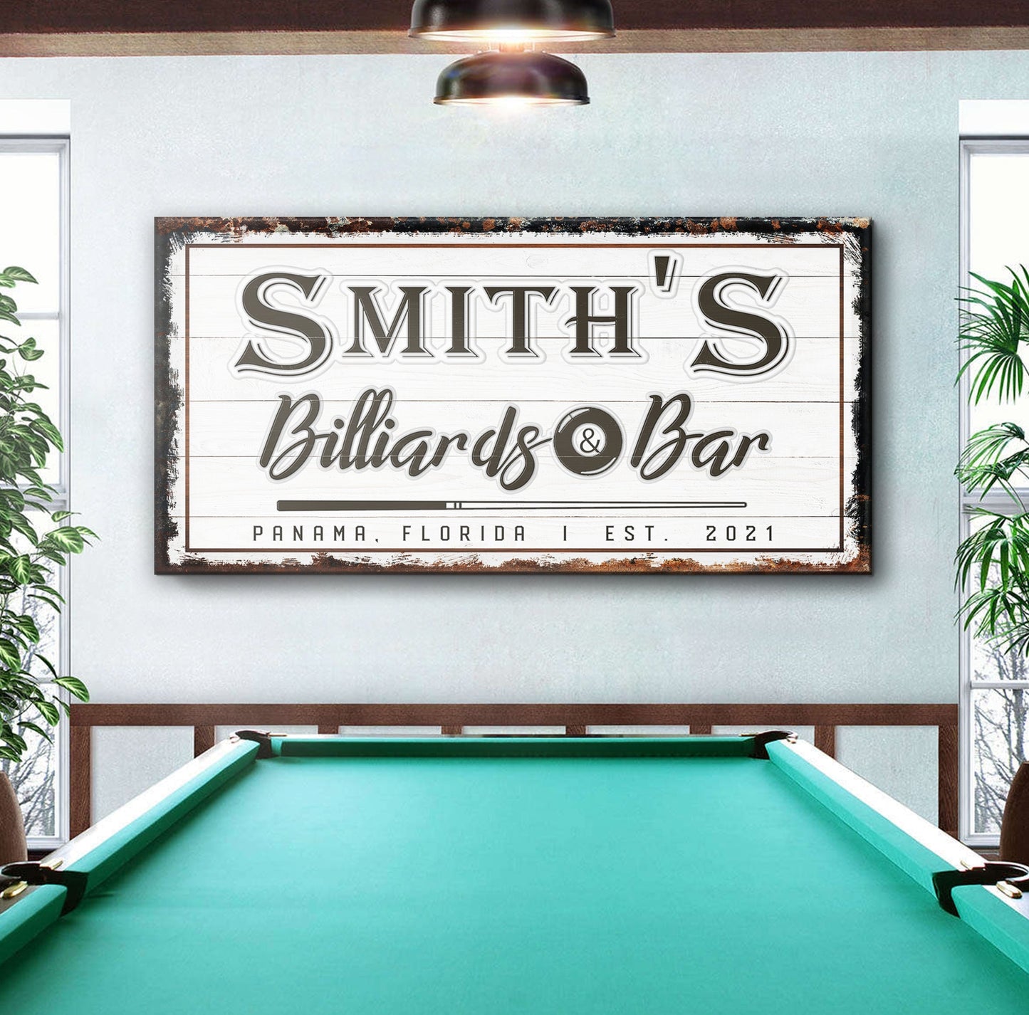 Billiards and Bar Canvas Wall Art Sign