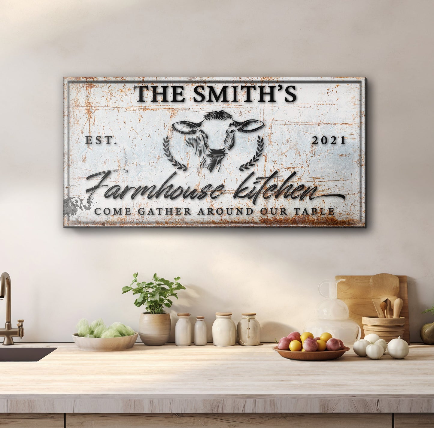 Farmhouse Kitchen Personalized Canvas Sign