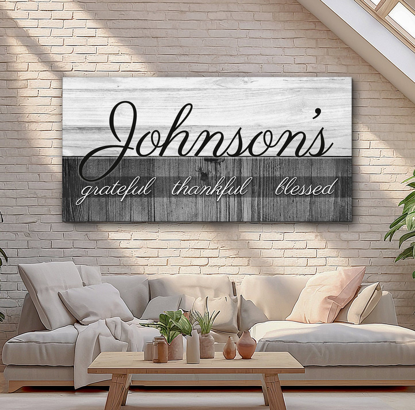 Family Grateful Canvas Wall Art Sign