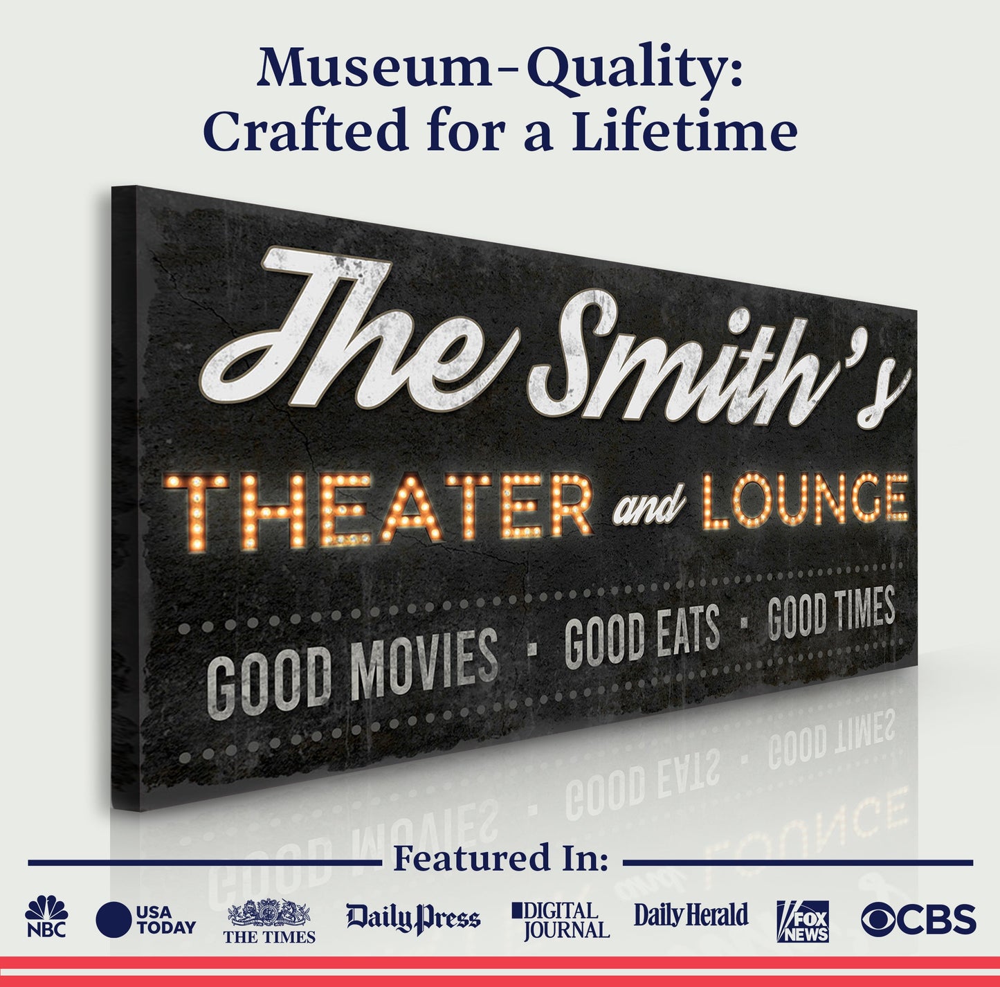 Family Theater and Lounge Personalized Canvas Sign