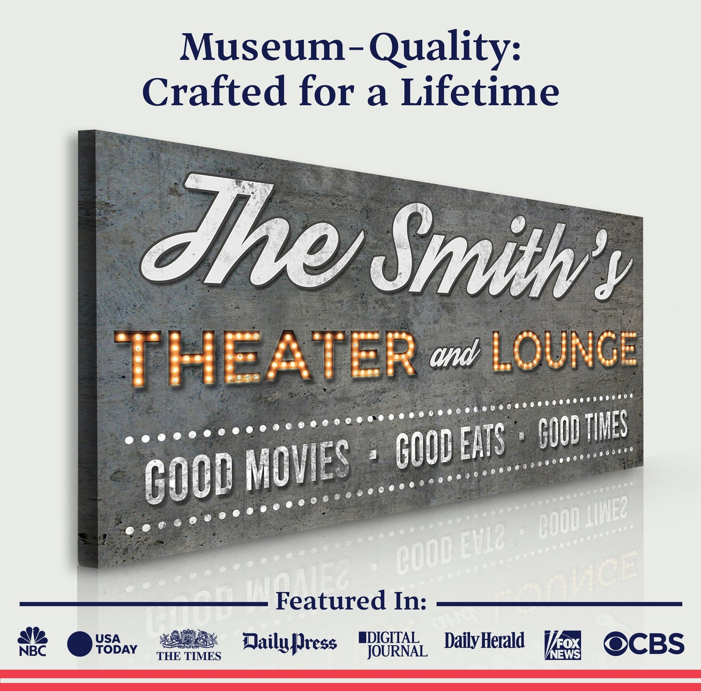 Family Theater and Lounge Sign Canvas Wall Art