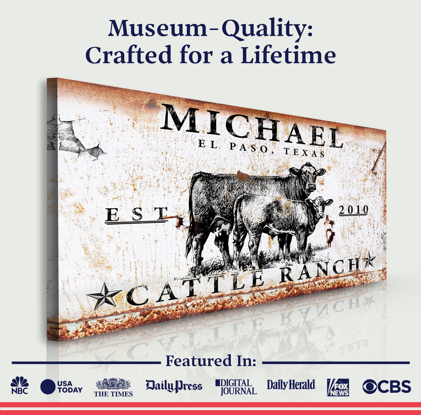 Cattle Ranch Personalized Canvas Sign