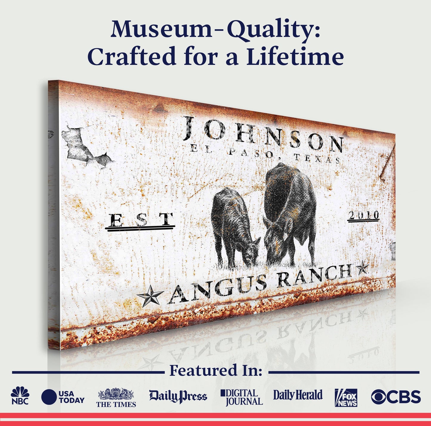 Angus Ranch Sign Personalized Canvas Wall Art
