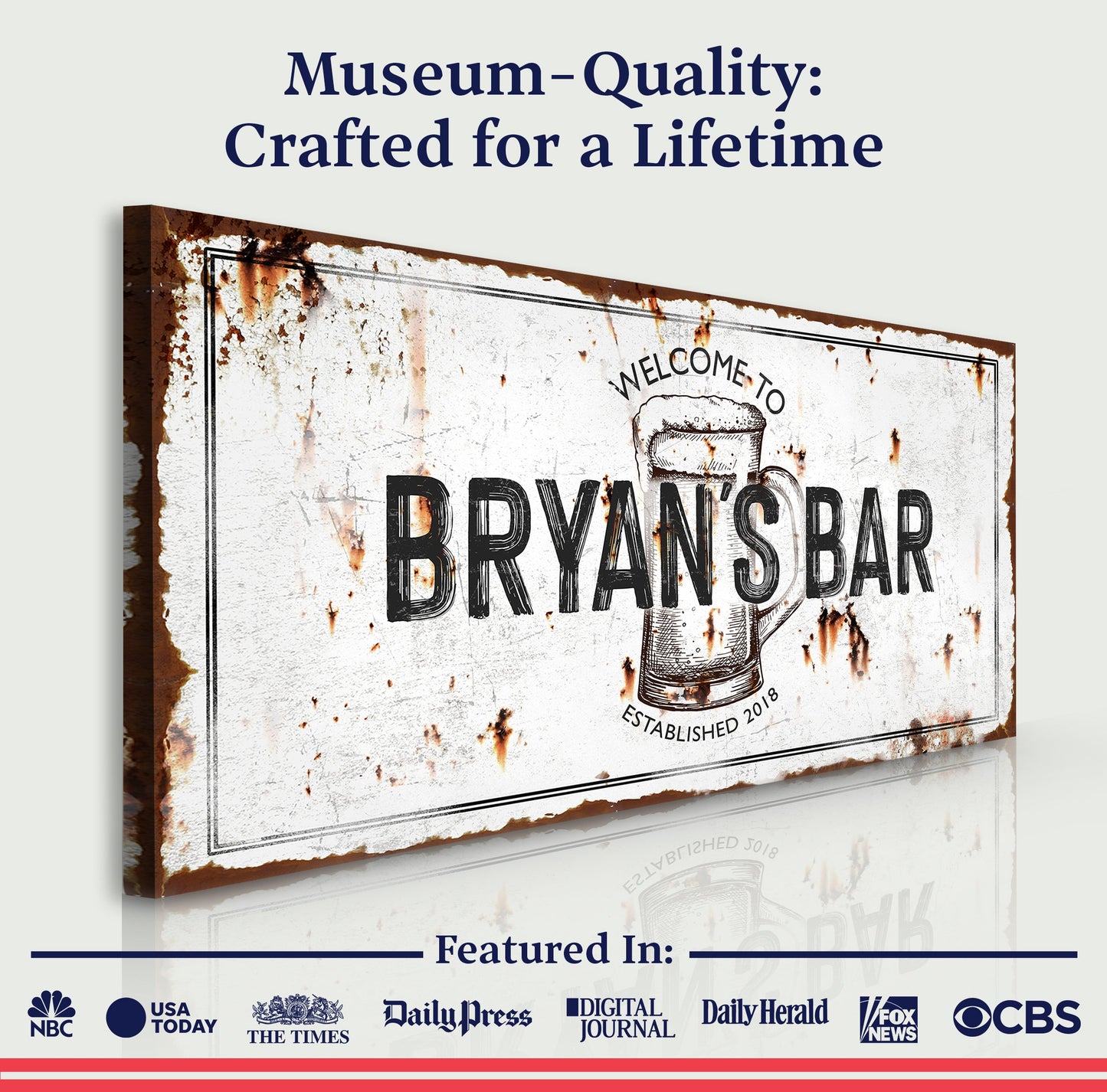 Beer Barrel Bar Canvas Wall Art Sign