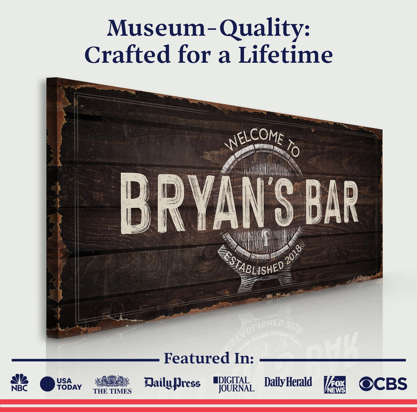 Beer Barrel Bar Canvas Wall Art Sign