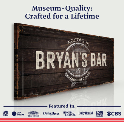 Beer Barrel Bar Canvas Wall Art Sign