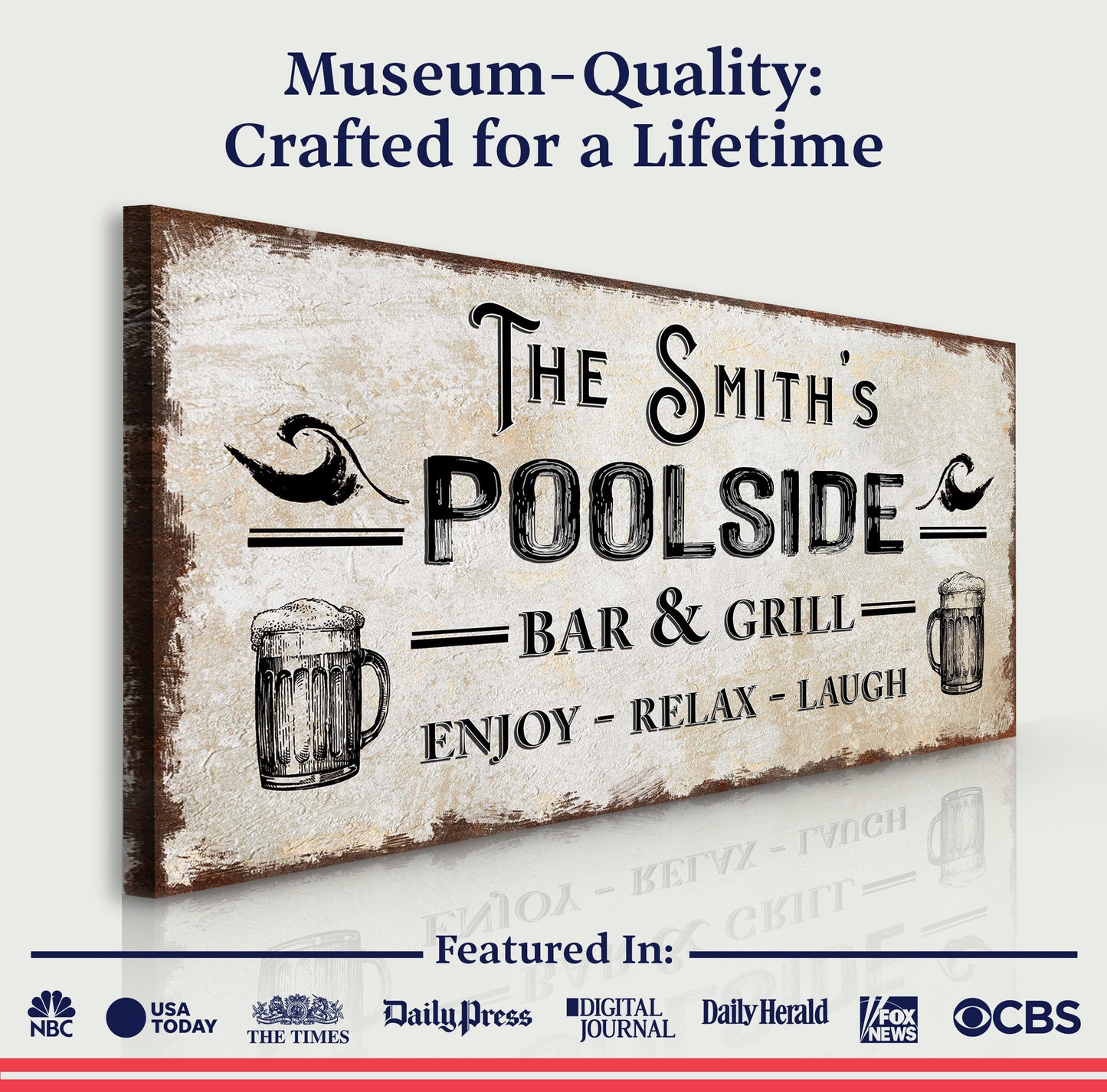 Personalized Poolside Bar And Grill Canvas Sign